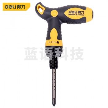 得力工具型号DL626012棘轮伸缩两用螺丝批三向调节带磁性螺丝批T型伸缩棘轮伸缩两用螺丝刀批十字一字起子改锥T型棘轮伸缩两用螺丝批 6/PH2x160