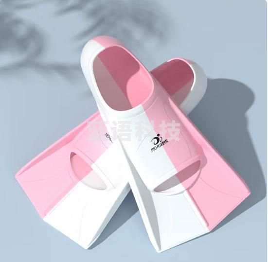 游泳脚蹼专用儿童鸭掌蛙鞋自由泳短脚蹼蝶泳成人潜水训练装备 粉白脚蹼【亲肤硅胶 柔软舒适】 XXS