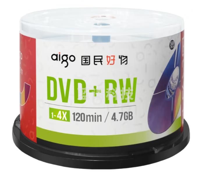 爱国者刻录盘 4.7G 空白盘碟 可重复刻录DVD+RW 50片装（CX202309261547178286）