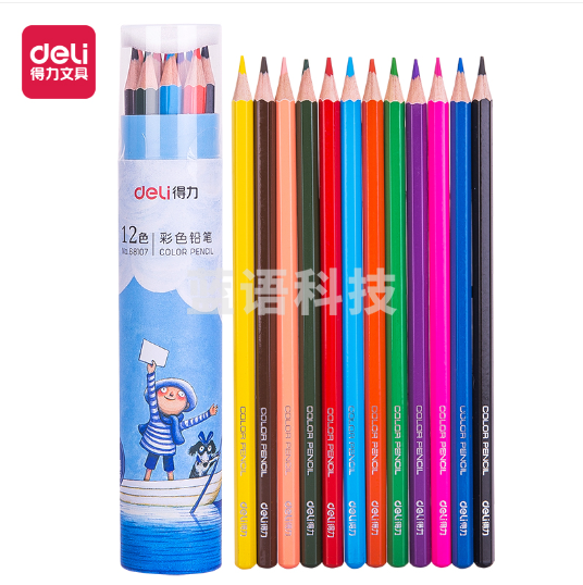 得力 68107 几米彩铅12色(混)(12色/筒)