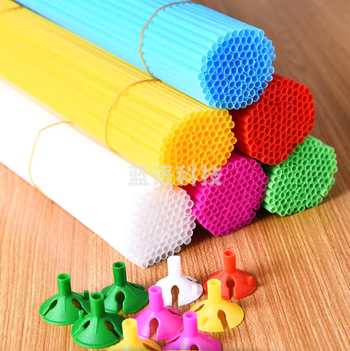 新新精艺 气球托杆支撑杆子托盘底托打结器生日派对场景布置 100套混色