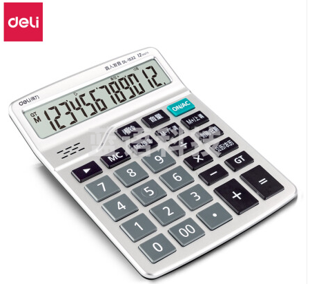 得力（deli） 1532 语音计算器 12位大屏幕计算机 真人报数大频显示学生办公用计算器
