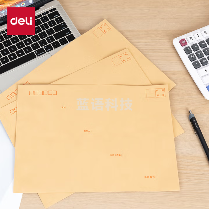 得力（deli）200张 9号A.4牛皮纸大信封 邮局标准信封 229*324mm 25201