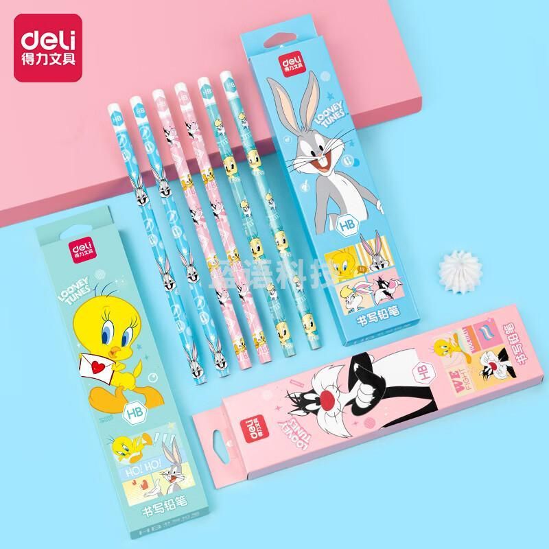 得力（deli）HC117兔巴哥HB铅笔 六角杆 12支/盒装