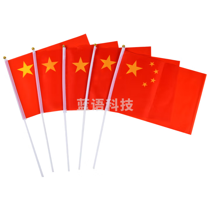 递乐 小国旗五星红旗 8号 手摇旗14*21cm 200面装含旗杆 红色儿童节国庆节假日装饰手摇手挥小旗 5342