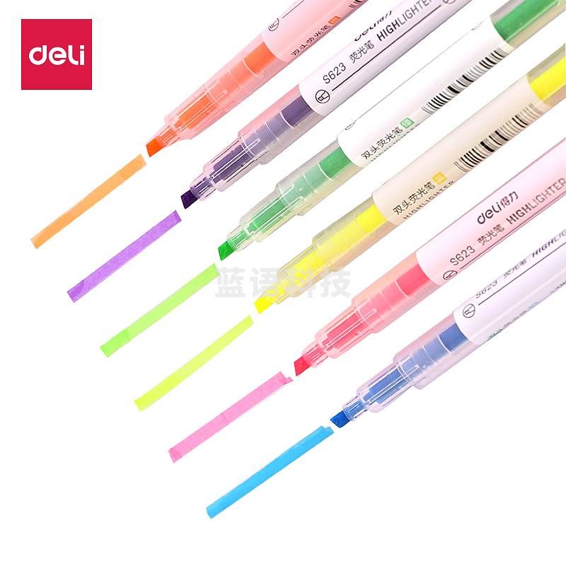 得力S627荧光笔套装(混)(6支/袋)