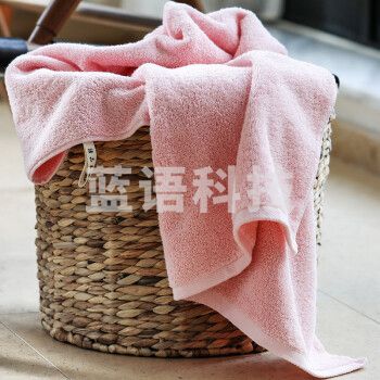 三利新疆棉浴巾A类加厚长绒棉浴巾男女通用成人洗澡柔软吸水带挂绳70*150cm  505g  粉色