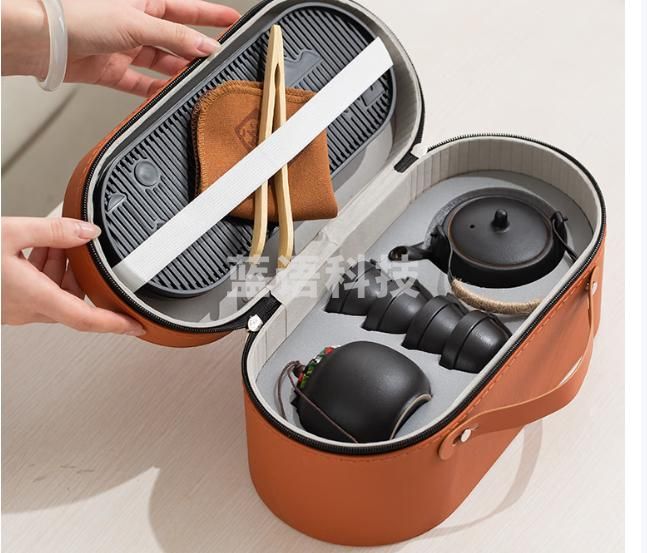 京东京造 旅行茶具 套装功夫茶具泡茶送礼黑陶浪韵山便携收纳7件套