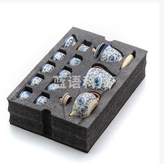 京东京造整套茶具 青花汝窑功夫茶具套装手绘青花缠枝莲19件套家用茶具
