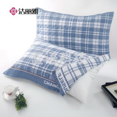 洁丽雅（Grace）三层纱布枕头巾 加大加厚吸湿透气枕巾 格律-蓝78*52cm