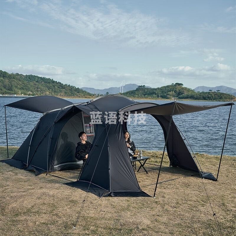 牧高笛（MOBIGARDEN）帐篷 户外黑化露营大空间隧道帐70D假日星空 NX22661011 夜幕黑