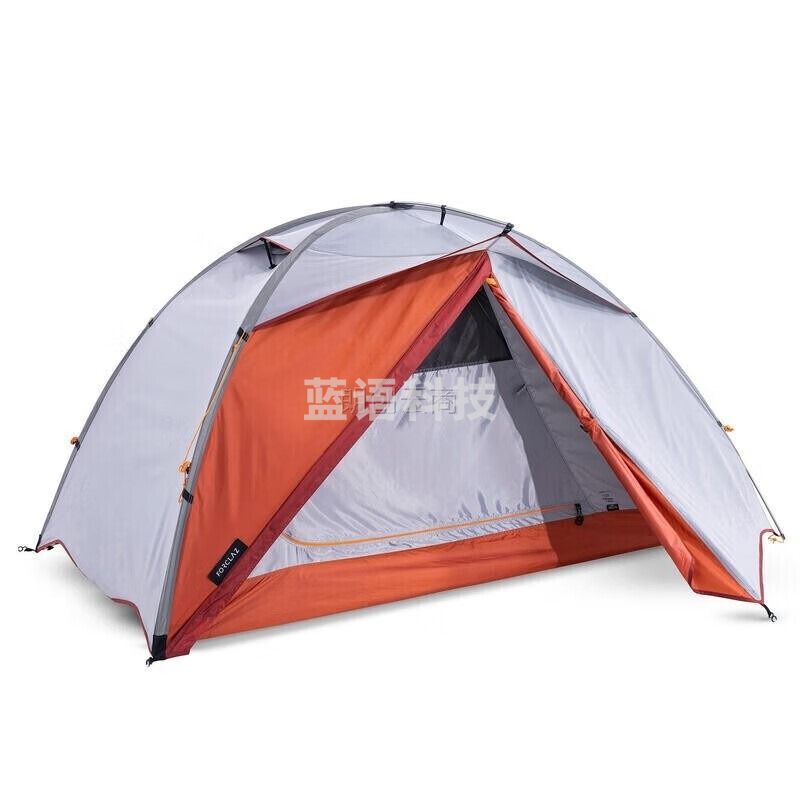 迪卡侬双人登山野营帐篷户外专业露营装备情侣便携防晒轻铝杆FOR3 2878244 橙灰色 均码
