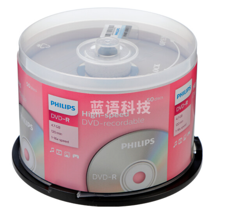 飞利浦 DVD光盘 DVD刻录盘DVD空白光盘16速4.7G(50片装)