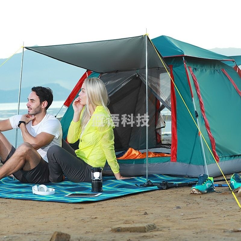 探险者 全自动免搭建帐篷 3-4人户外露营帐篷套装 公园郊区休闲帐篷 四面门厅通风防雨野营帐篷