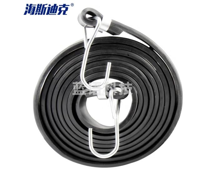 海斯迪克 HKCL-71 捆绑绳 打包绳 平板车捆绳 拉车绳子高弹力行李绳 绑带拉带挂钩绳子 2.3米丁基胶（黑色） 4件装