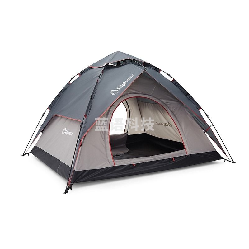 外交官（Diplomat） 户外防水出行露营登山郊游帐篷休闲帐篷3-4人多用自动帐篷-黑配灰DFJ-101