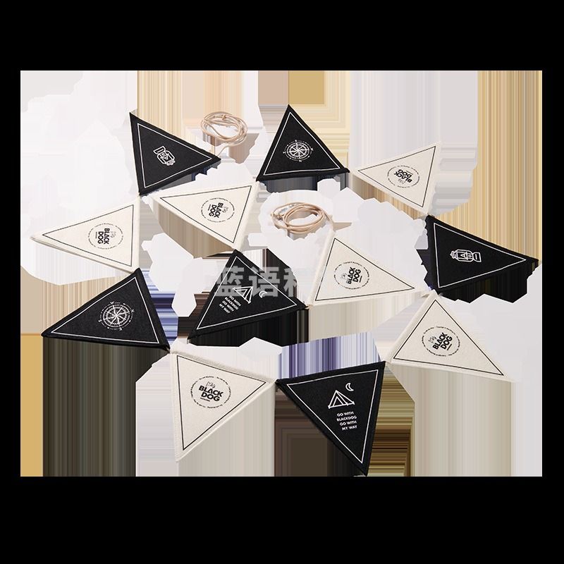 黑狗   户外露营氛围三角旗野营派对装饰节日团队生日小旗子  露营氛围串旗 4m/12面旗