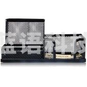 得力 9175 笔筒 金属网纹多功能办公 黑色