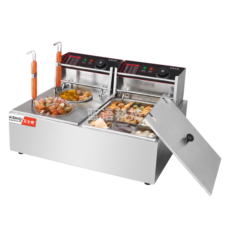 艾士奇（AISHIQI）关东煮机器商用 多功能麻辣烫锅串串香小吃设备 电热双缸组合 关东煮+煮面炉