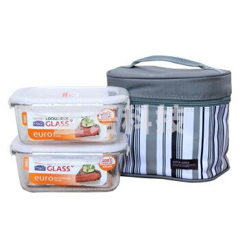 乐扣乐扣LLG429S901 保鲜盒 便当包优质牛津布耐磨简洁耐热内层 耐热玻璃可微波 740ml*2