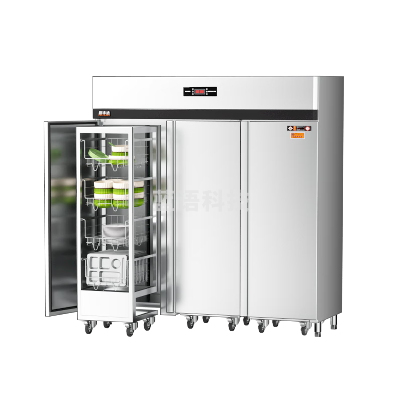 厨丰达 商用消毒柜高温热风循环立式单位食堂饭店不锈钢定时餐盘消毒碗柜 三门1050升-12餐盘篮推车 CFD-HD1050-K7T