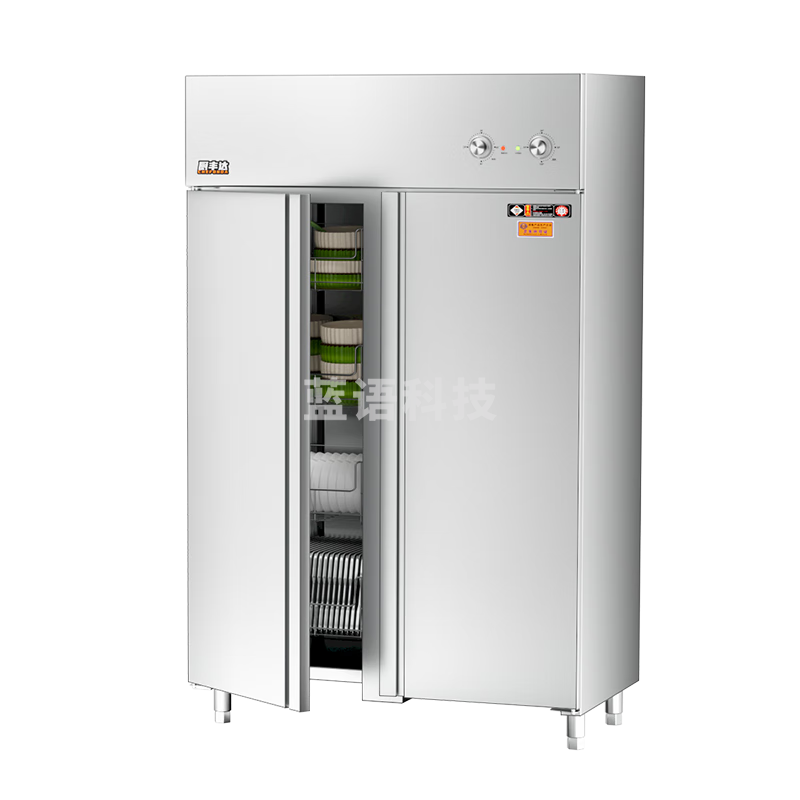 厨丰达 商用消毒柜高温热风循环立式单位食堂饭店不锈钢定时餐盘消毒碗柜 双门750升-8餐盘篮 CFD-HD750-K8B