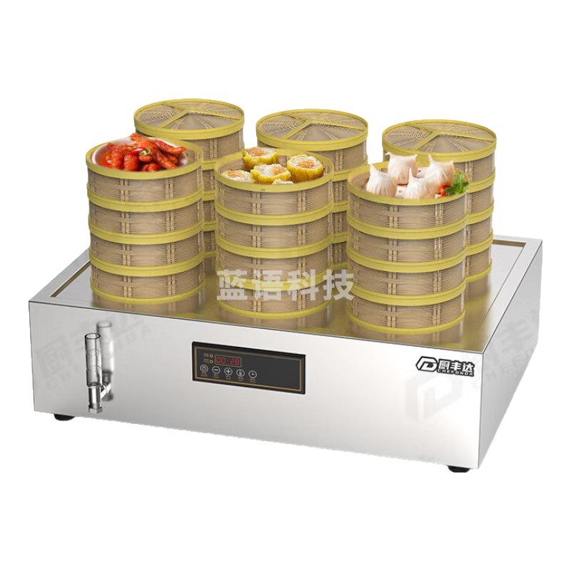 厨丰达 蒸包蒸包机商用台式蒸包炉小笼包饺子蒸生肉包早餐蒸包柜蒸箱防干烧-6孔加深电脑款4kw CFD-ZL-6L