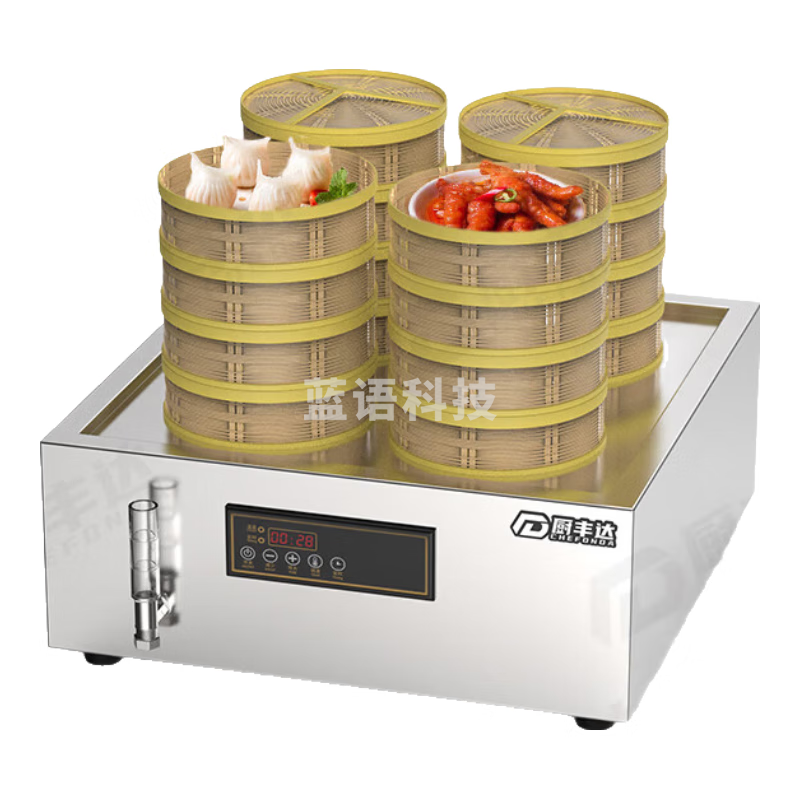 厨丰达 蒸包机商用台式蒸包炉小笼包饺子蒸生肉包早餐蒸包柜蒸箱防干烧-4孔加深电脑款4kw CFD-ZL-4L