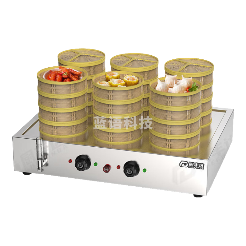 厨丰达 蒸包机商用台式蒸包炉小笼包饺子蒸生肉包早餐蒸包柜蒸箱防干烧-6孔旋钮款4kw CFD-JX-6