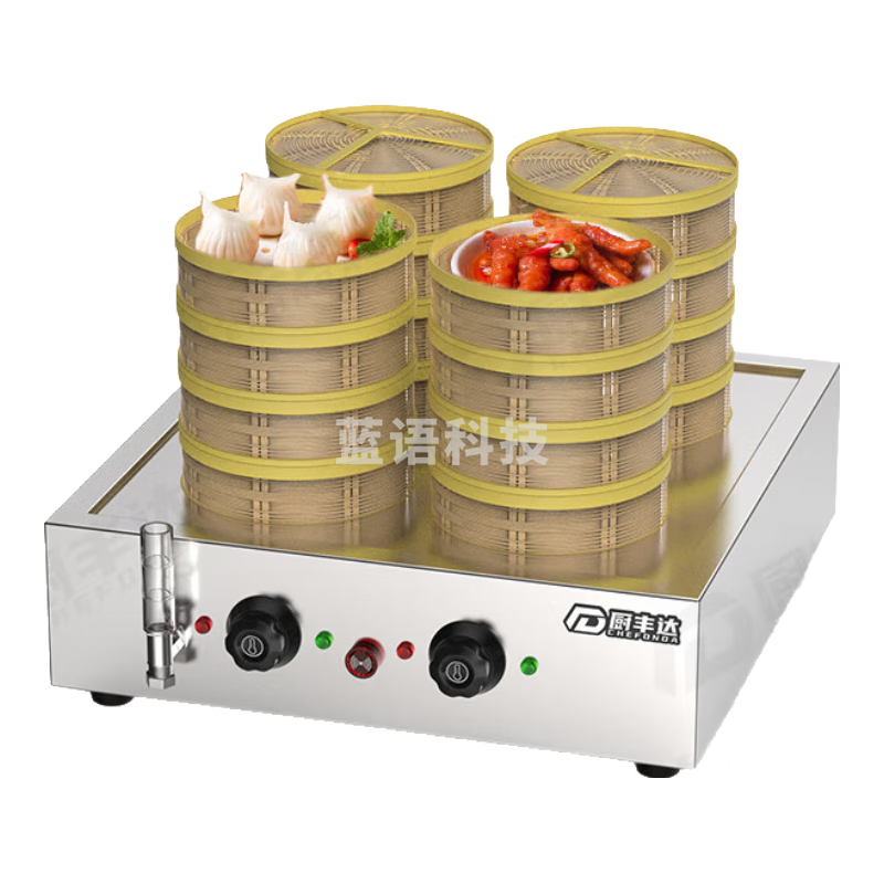 厨丰达 蒸包机商用台式蒸包炉小笼包饺子蒸生肉包早餐蒸包柜蒸箱防干烧-4孔旋钮款3kw CFD-JX-4