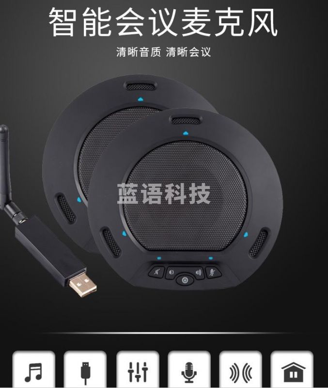 润普 Runpu 视频会议全向麦克风 2.4G无线级联 一拖二 RP-M510