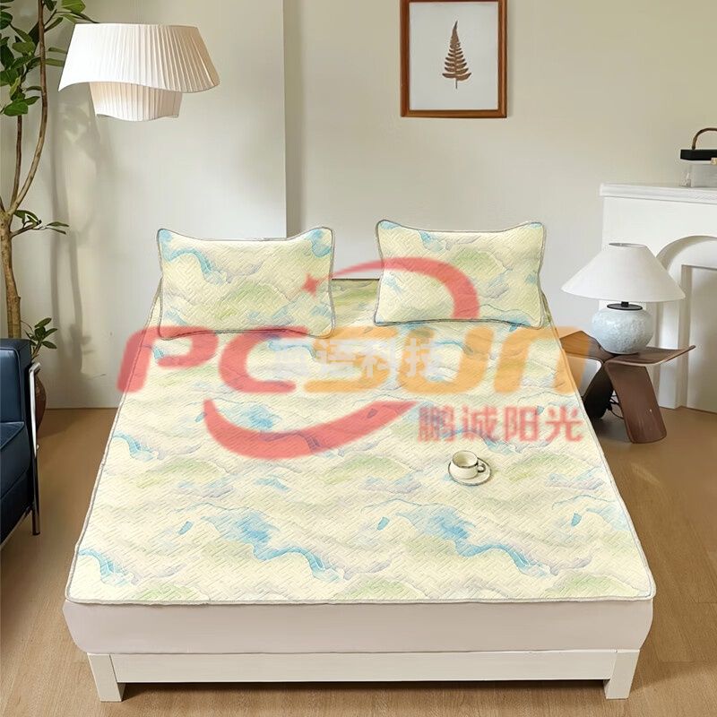 洁丽雅(grace)CP2768经典乳胶凉席三件套 湖光山色-蓝180*200cm