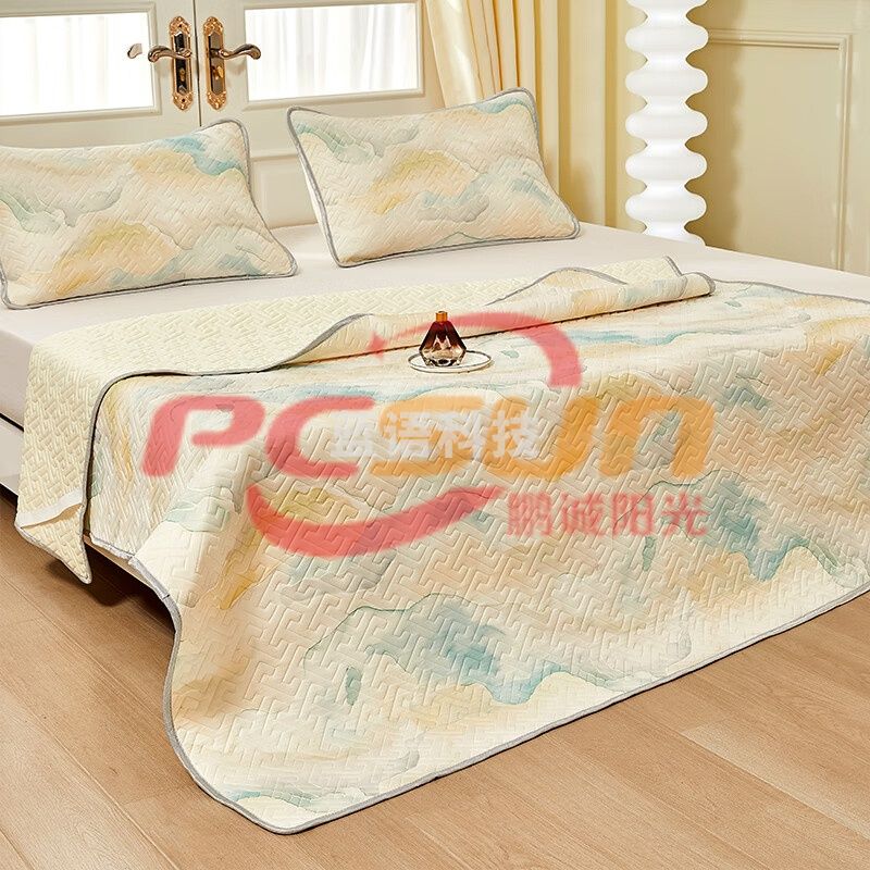 洁丽雅(grace)CP2768经典乳胶凉席三件套 湖光山色-绿180*200cm