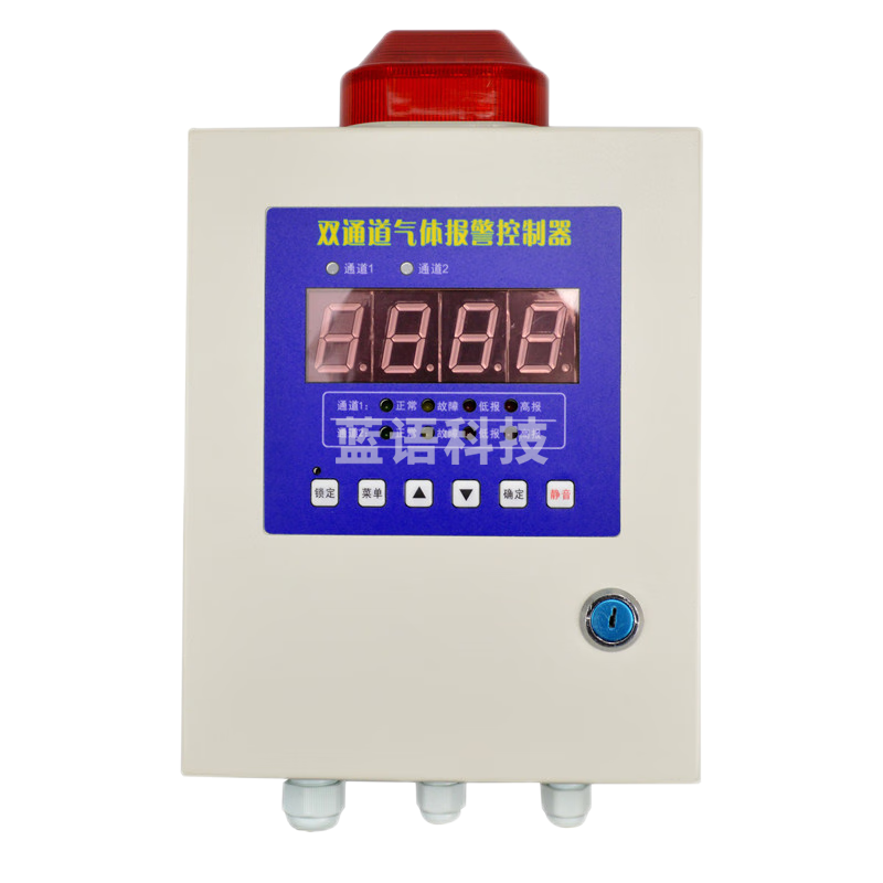 艾锐普可燃气体探测报警器工业气体泄漏检测双路主机+2个普通可燃探头 HD2100