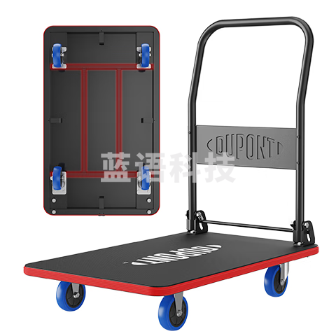 杜邦（DU PONT）平板小推车拉货搬运拖车折叠钢板车易拉宝斜拉承重1400斤 省力25% D-BG700BX黑色钢板车（可斜拉）