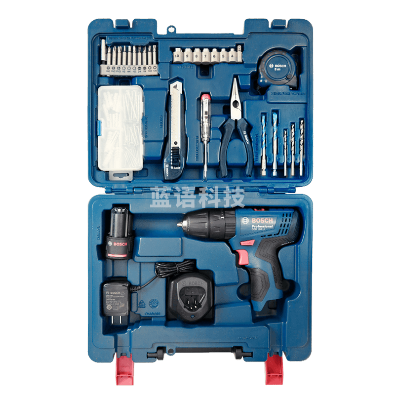 博世（BOSCH）GSB 120-LI 12V锂电电 动螺丝刀冲击钻工具箱（84附件+手动工具）