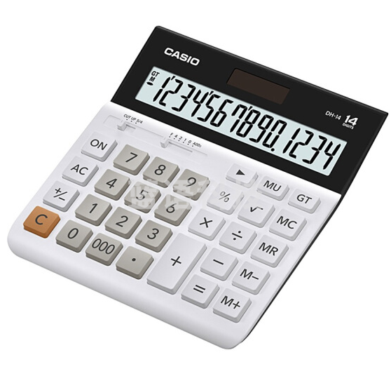 卡西欧(CASIO)DH-14专业计算系列中型 14位大额计算 双电源 超宽.计算器(黑、白备注)