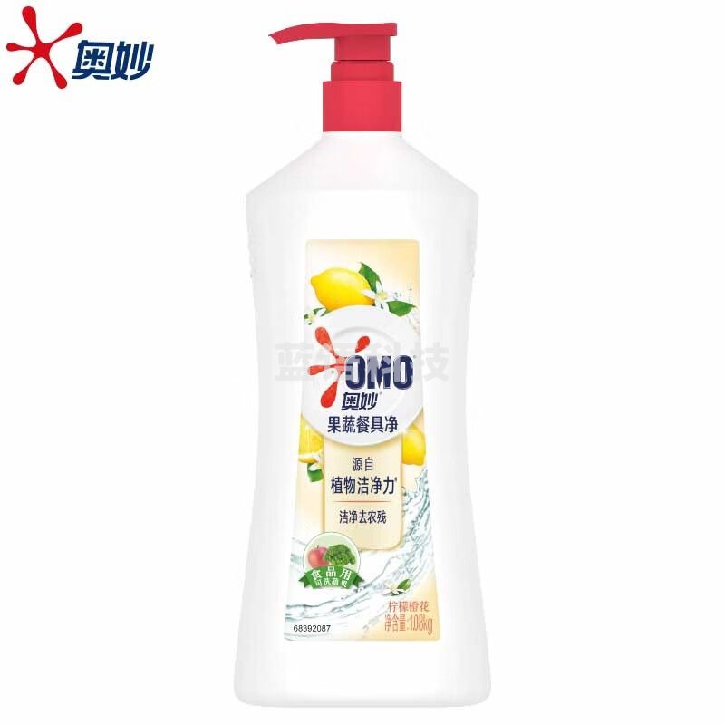 奥妙（OMO）自然工坊洗洁精果蔬餐具净 洗洁精柠檬橙花1.08kg*3瓶