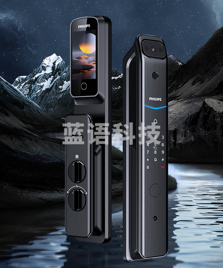 飞利浦（PHILIPS）智能锁DDL708-VP猫眼视频锁全自动推拉指纹门锁 曜石黑