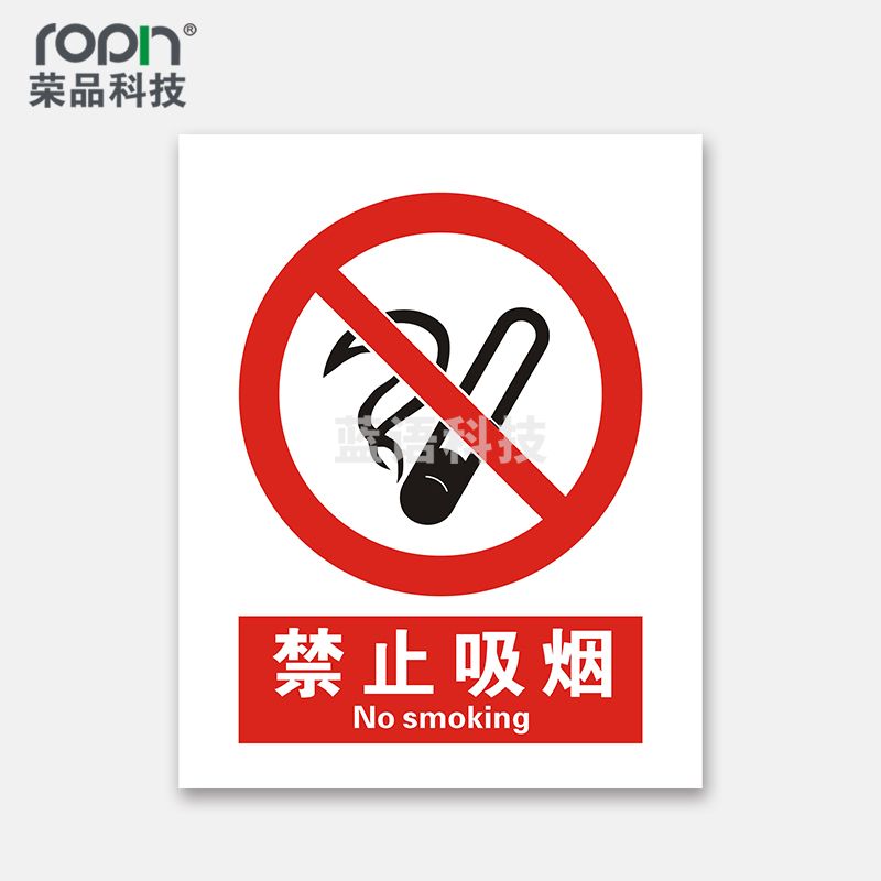 荣品 国标安全标识牌严禁烟火验厂安检检查警示牌警告提示牌告知牌温馨提示标贴墙贴标语 禁止吸烟 400×550mm