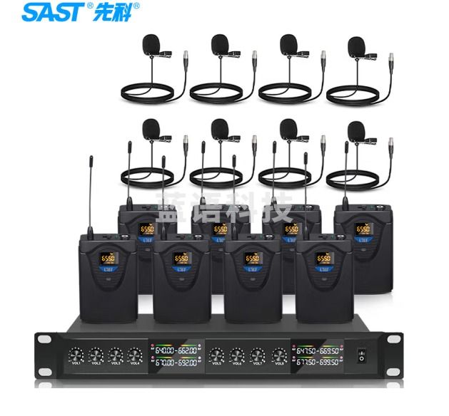 先科（SAST）OK-121 会议话筒无线麦克风一拖八无线话筒U段KTV舞台演出演讲主持鹅颈视频会议 领夹版