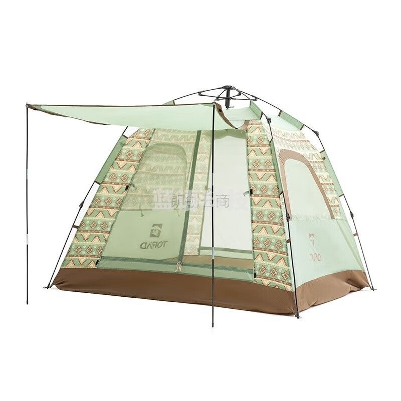 探路者（TOREAD）23春夏上新户外露营透气防雨帐篷TEDDBL80448灰岩绿印花棕色
