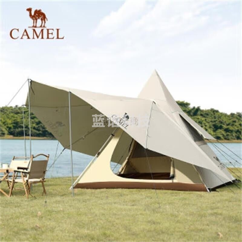 骆驼 CAMEL【寄居蟹】户外精致露营防晒挡雨防蚊印第安金字塔野营帐篷 1J32261161摩卡色