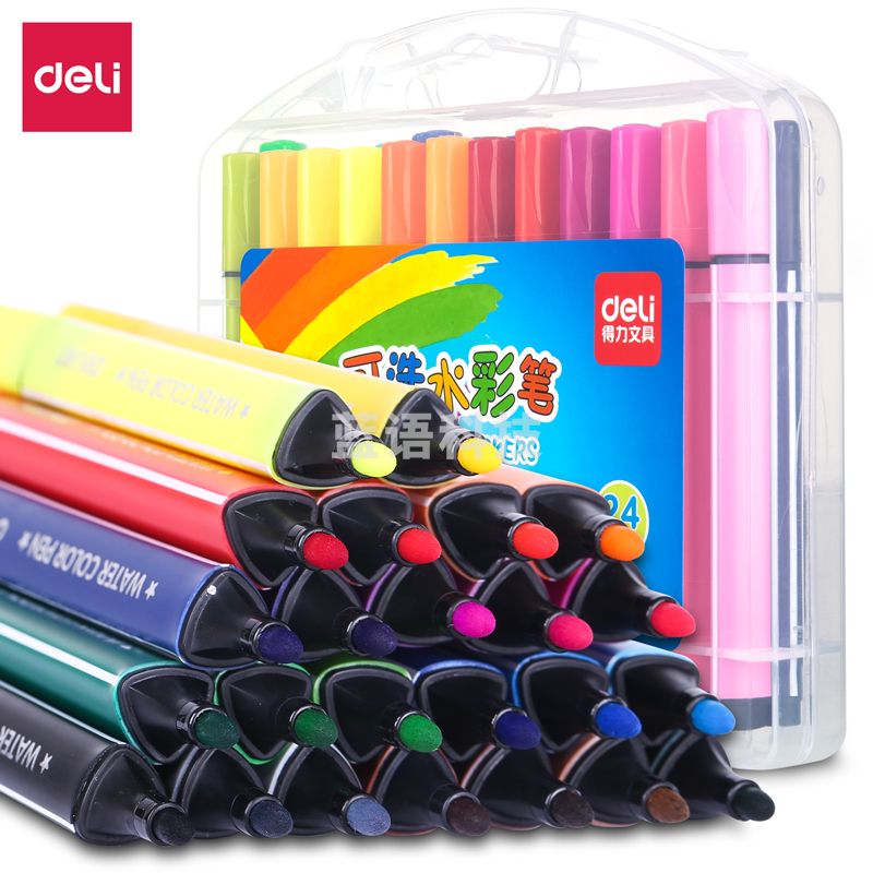 得力7065得力70658粗三角杆水彩笔(混)(24支/盒)8粗三角杆水彩笔(混)(24支/盒)