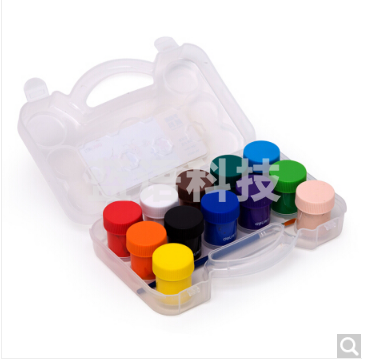 得力73873 12色PP盒手指画颜料(混)(12色/盒)