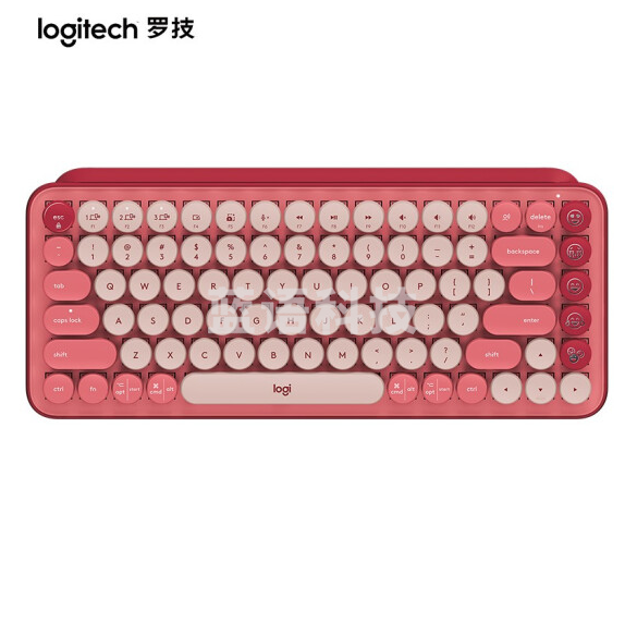 罗技(Logitech)POP KEYS无线蓝牙机械键盘 办公键盘 复古键盘 女生键盘 iPad键盘 泡泡TTC茶轴-电幻粉(单键盘)