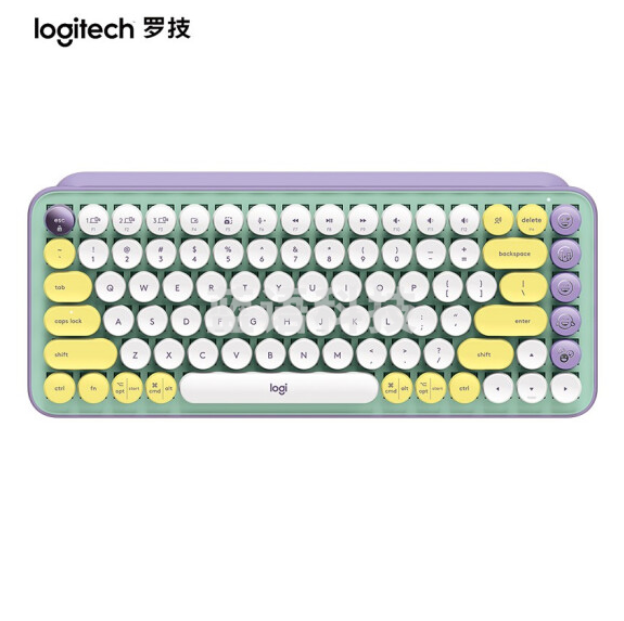 罗技(Logitech)POP KEYS无线蓝牙机械键盘 办公键盘 复古键盘 女生键盘 iPad键盘 泡泡TTC茶轴-梦幻色(单键盘)