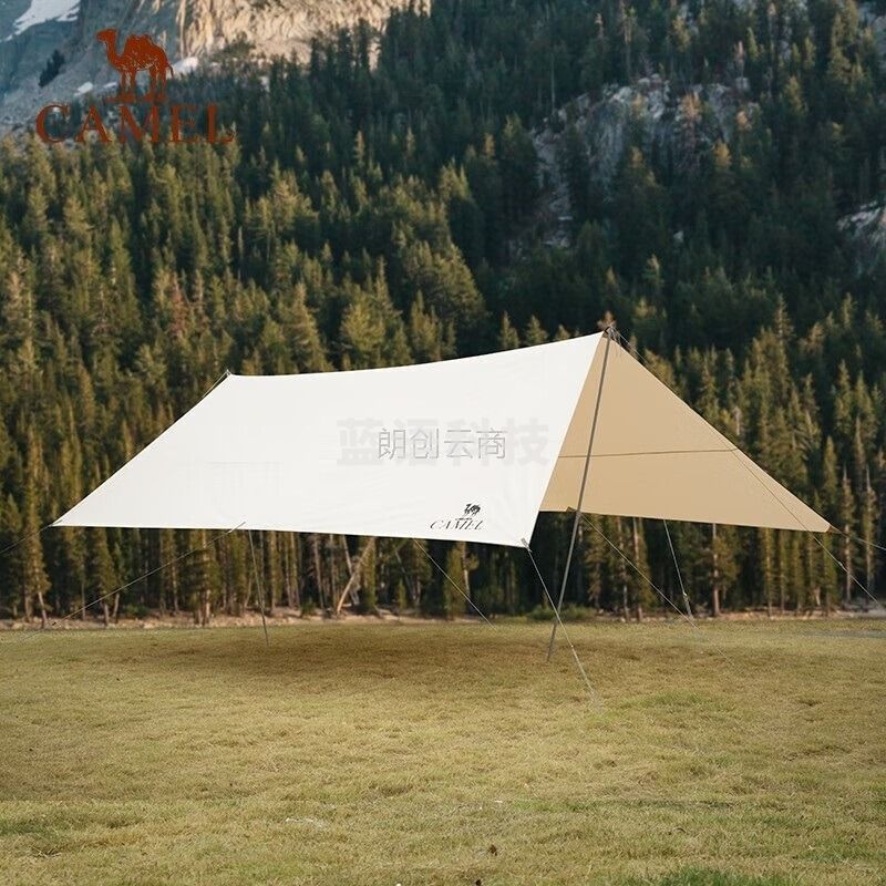 骆驼（CAMEL）户外精致露营棉布大型天幕帐篷便携式防雨野炊野营遮阳棚 1J32250519 流沙金