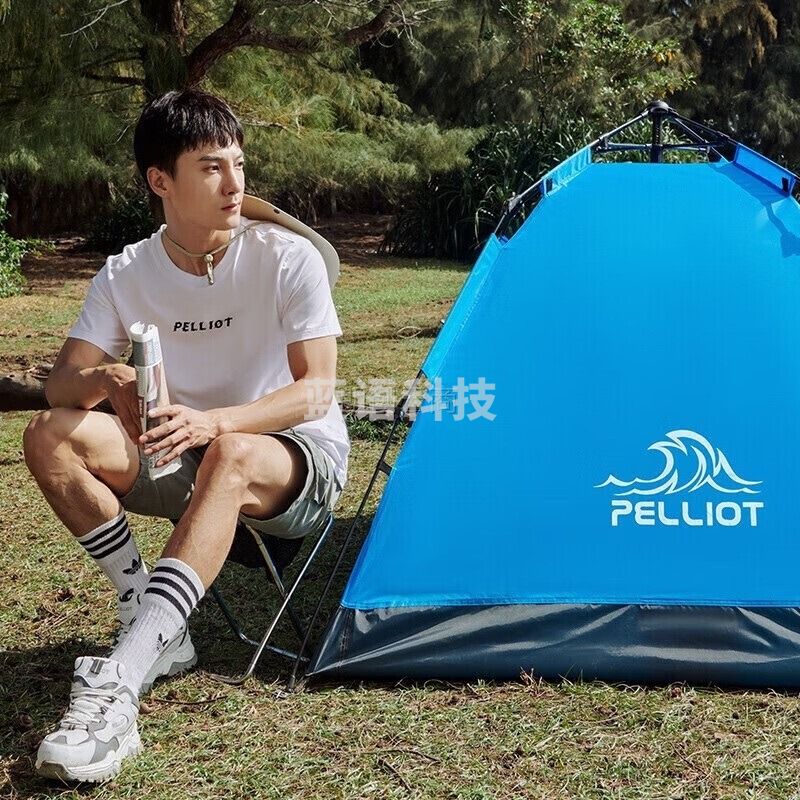 伯希和户外野营帐篷轻便全自动速开免搭帐篷遮阳双人16102702 天蓝色