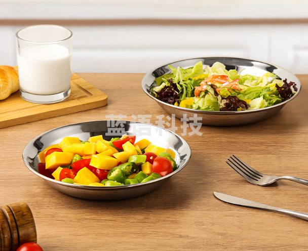 304不锈钢餐盘 圆形平盘 无格 直径22cm(个)